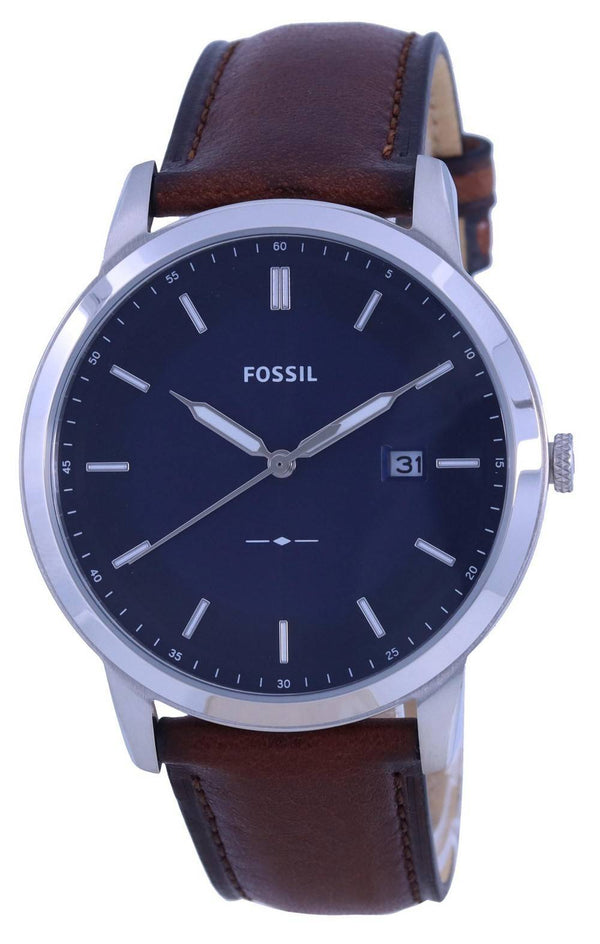 Fossil The Minimalist Blue Dial Leather Strap Solar FS5839 Men's Watch