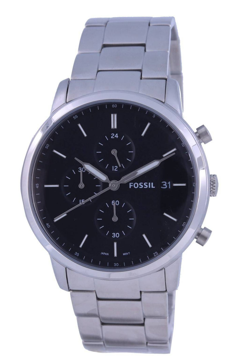 Fossil Minimalist Chronograph Black Dial Stainless Steel Quartz FS5847 Men's Watch