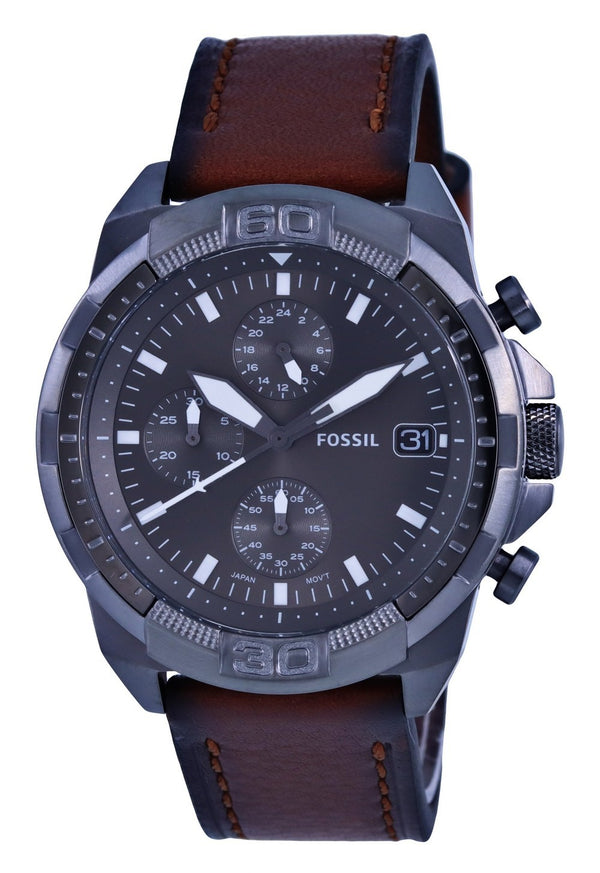 Fossil Bronson Chronograph Leather Grey Dial Quartz FS5855 Men's Watch
