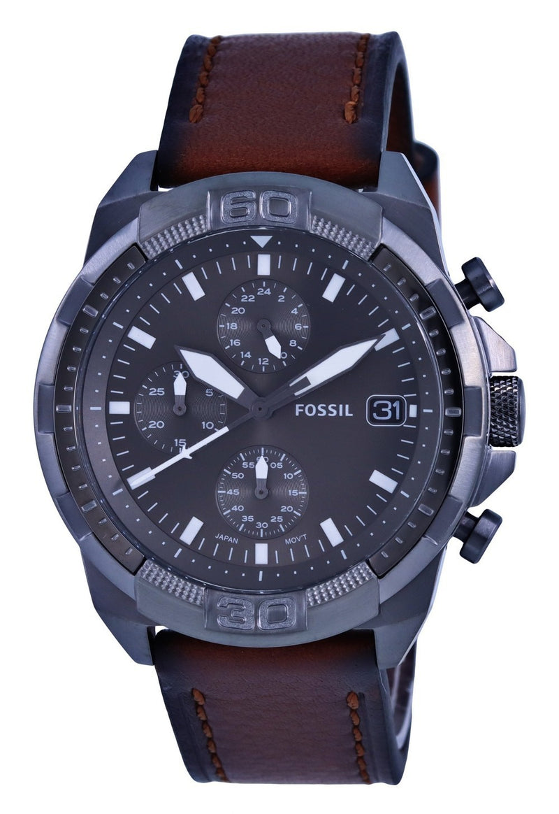 Fossil Bronson Chronograph Leather Grey Dial Quartz FS5855 Men's Watch
