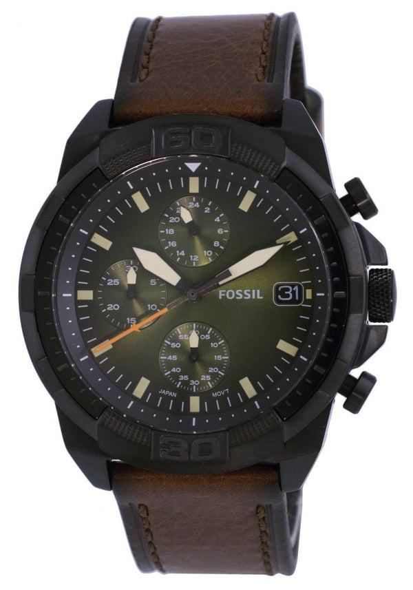Fossil Bronson Chronograph Leather Green Dial Quartz FS5856 Men's Watch