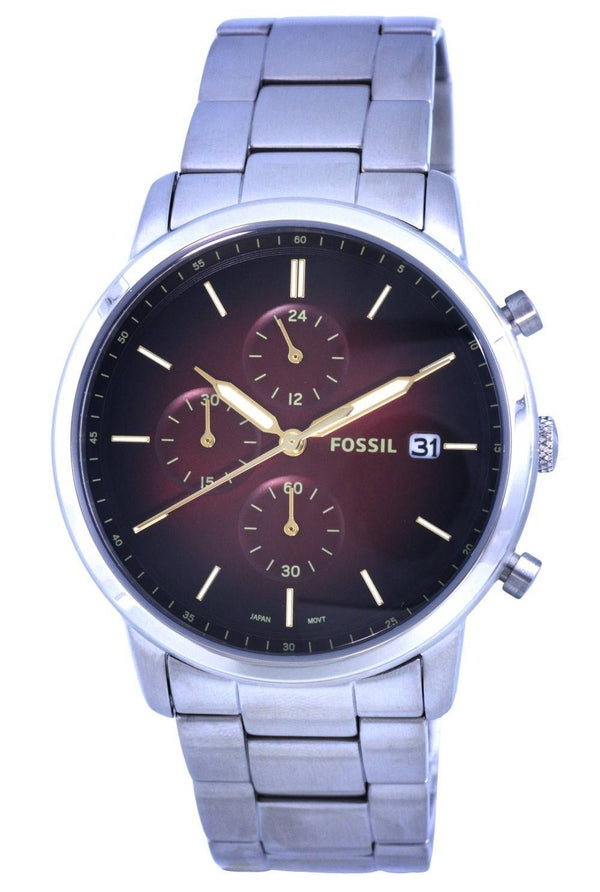 Fossil Neutra Minimalist Chronograph Stainless Steel Red Dial Quartz FS5887 Men's Watch