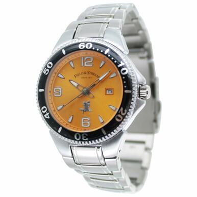 Field & Stream Men's Sport Field Master Stainless Steel Band Orange Dial Date Watch