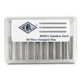 60-piece Stainless Steel w/ Stamped Ends Pin Assortment
