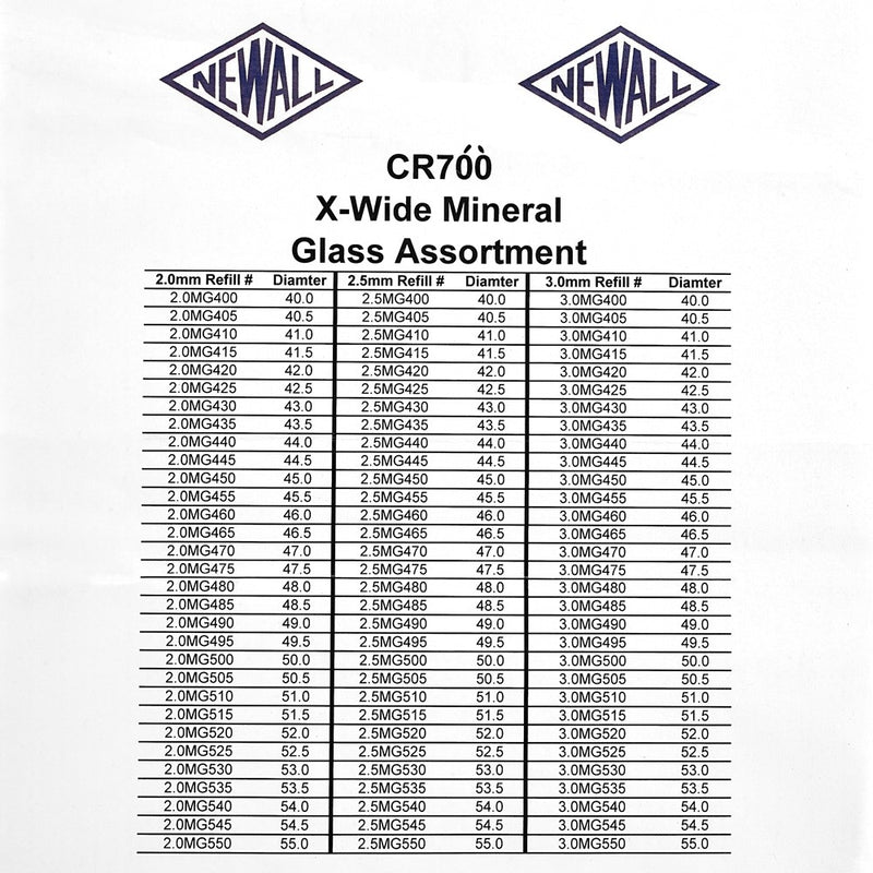 50 piece Extra-Wide Flat 1.0mm Mineral Glass Crystal Kit