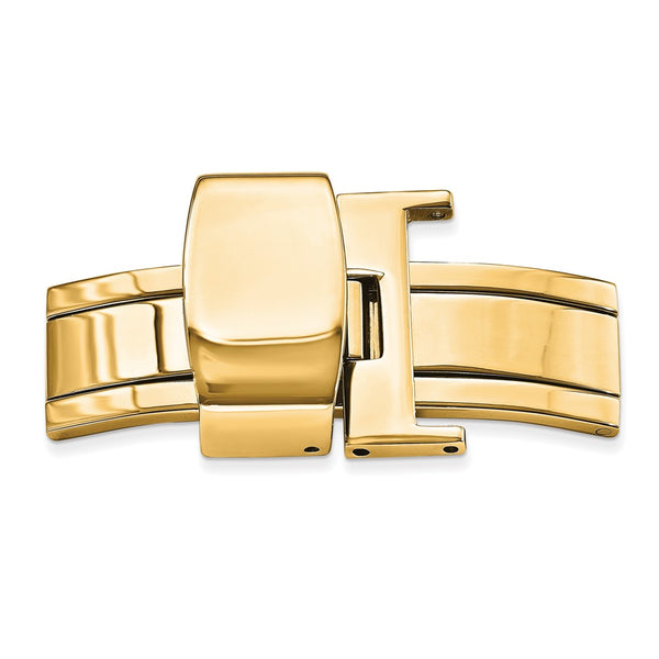 14mm Yel Plated Deployment Clasp for Leather Strap