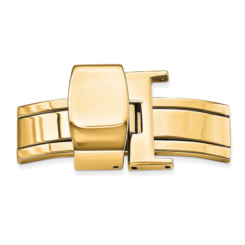 14mm Yel Plated Deployment Clasp for Leather Strap