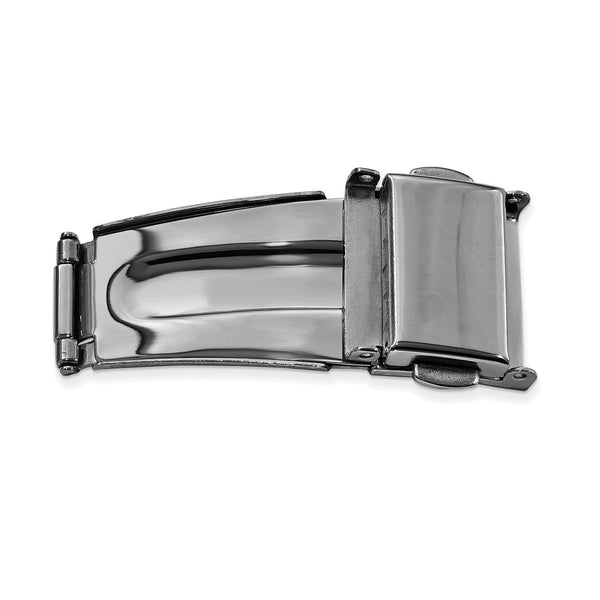 16mm Black Stnlss Steel Dbl Press Tri-Fold Deployment Clasp