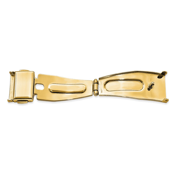 16mm Gold-tone Stnlss Steel Dbl Press Tri-Fold Deployment Clasp