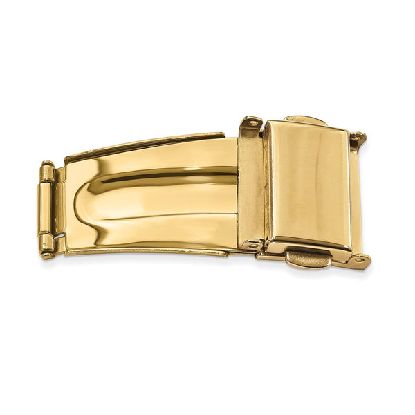 22mm Gold-tone Stnlss Steel Dbl Press Tri-Fold Deployment Clasp