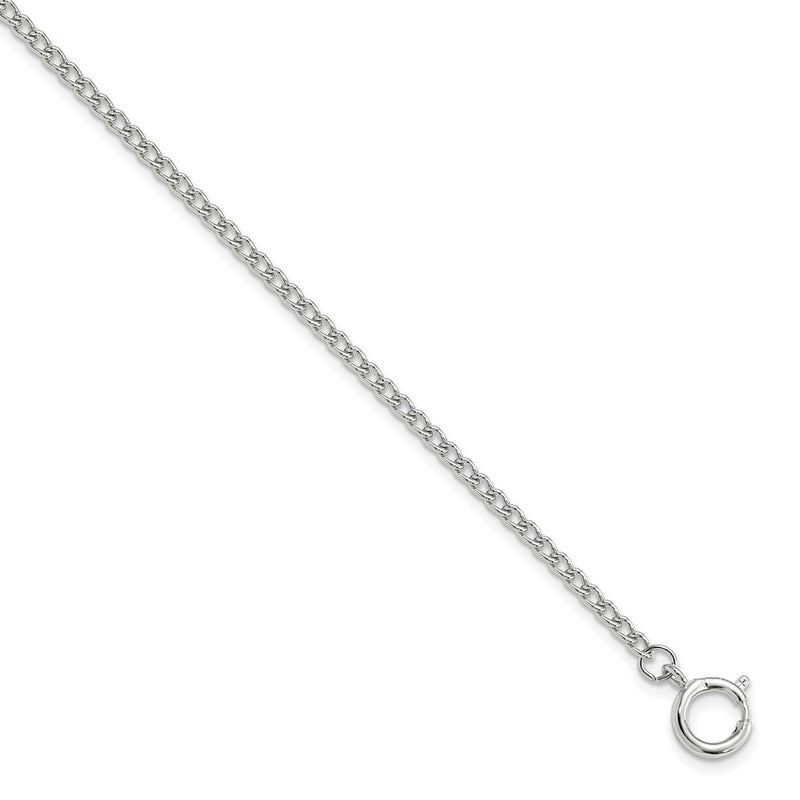 Silver-tone Steel 3.25mm Curb Pocket Watch Chain