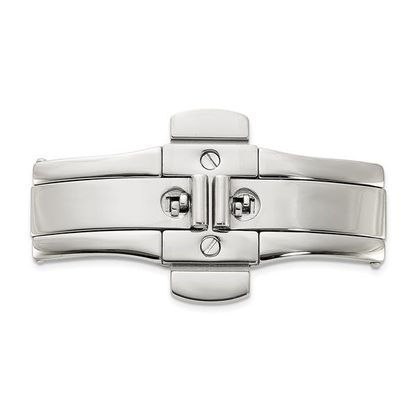 Mens Large Stainless Steel Dbl Press Butterfly Clasp 6x12x40mm