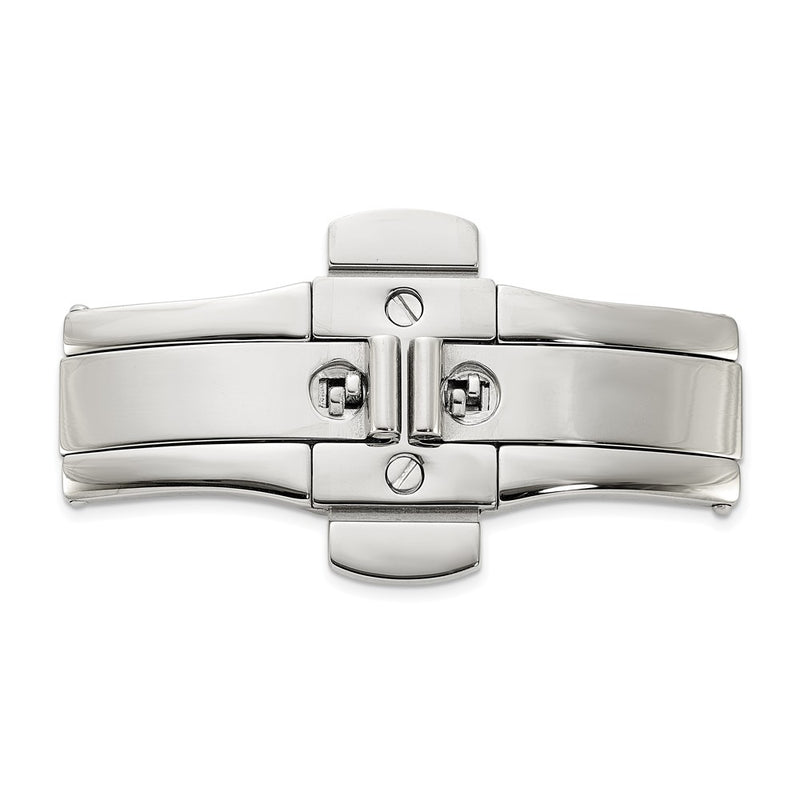 Mens Large Stainless Steel Dbl Press Butterfly Clasp 6x12x40mm