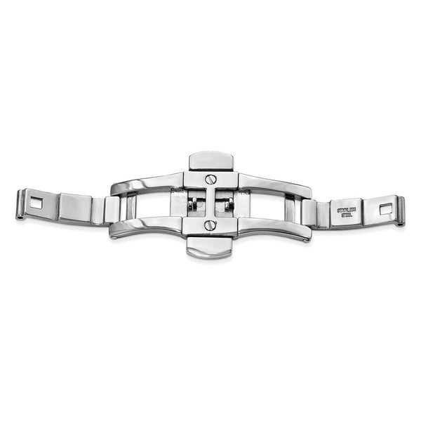 Mens Stainless Steel Dbl Press Butterfly Clasp 7x11x39mm
