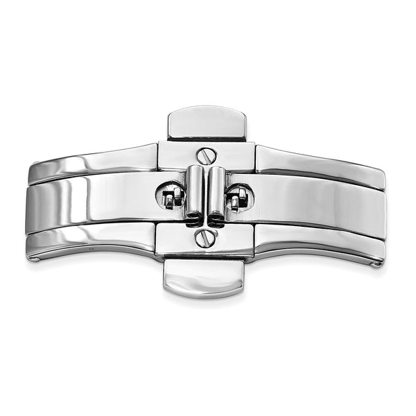 Mens Stainless Steel Dbl Press Butterfly Clasp 7x11x39mm