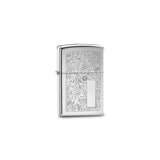 Zippo Venetian Floral Design with Engravable Rectangle High Polish Chrome Lighter