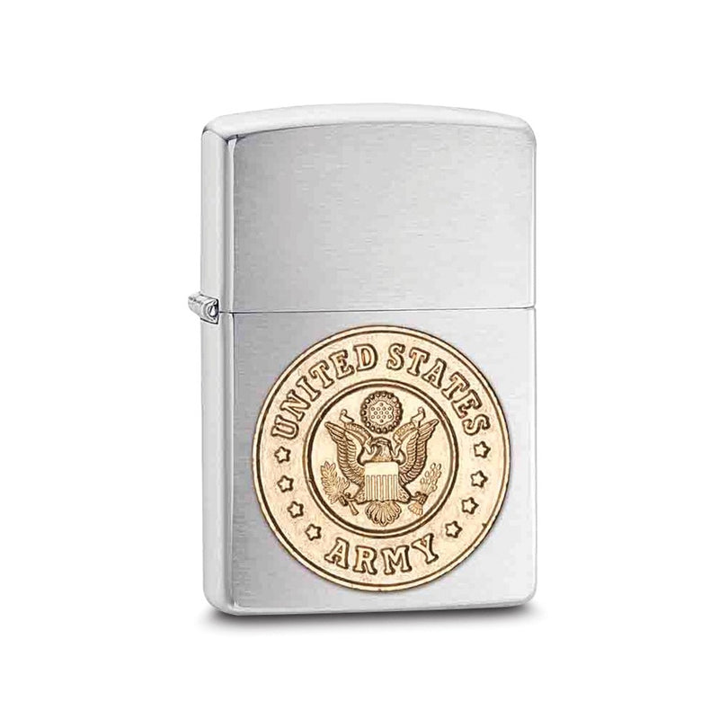 Zippo U.S. Army Gold-tone Emblem Brushed Chrome Lighter