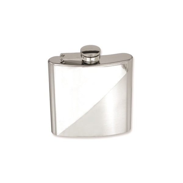 Rebel Steel Polished and Brushed Stainless Steel 6 ounce Hip Flask with Funnel