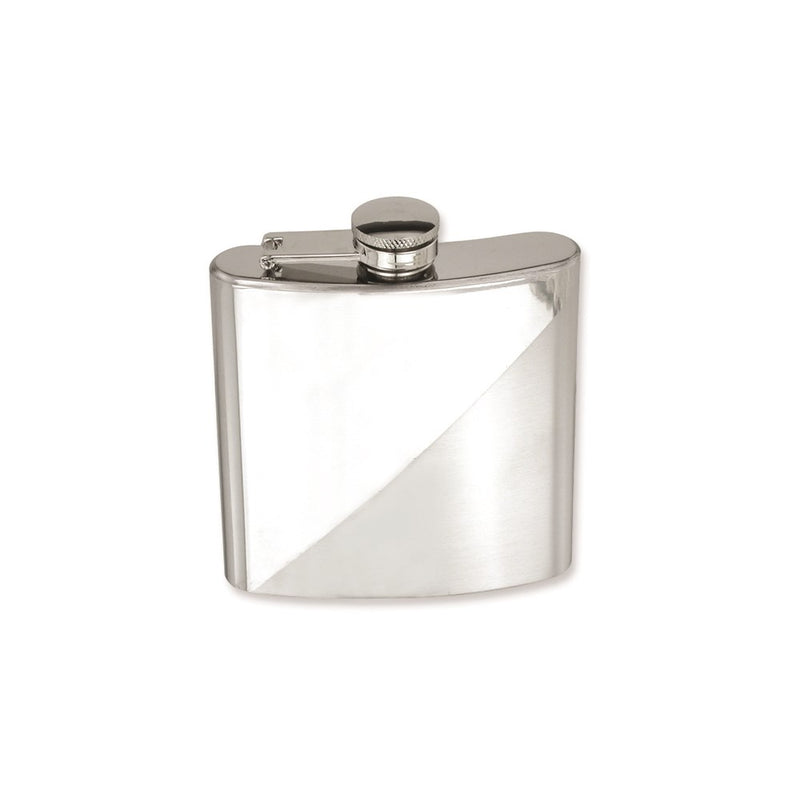Rebel Steel Polished and Brushed Stainless Steel 6 ounce Hip Flask with Funnel
