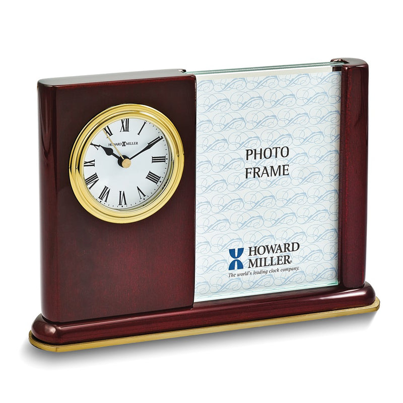 Howard Miller Portrait Caddy Two 3.5x5 Photos Rosewood Finish Quartz Clock