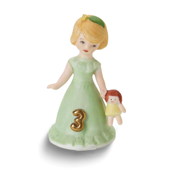 Growing Up Birthday Girls Blonde Age 3 Porcelain Bisque Figurine