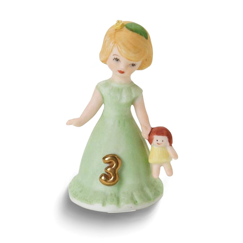 Growing Up Birthday Girls Blonde Age 3 Porcelain Bisque Figurine