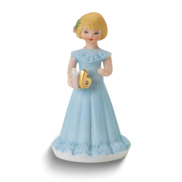 Growing Up Birthday Girls Blonde Age 6 Porcelain Bisque Figurine