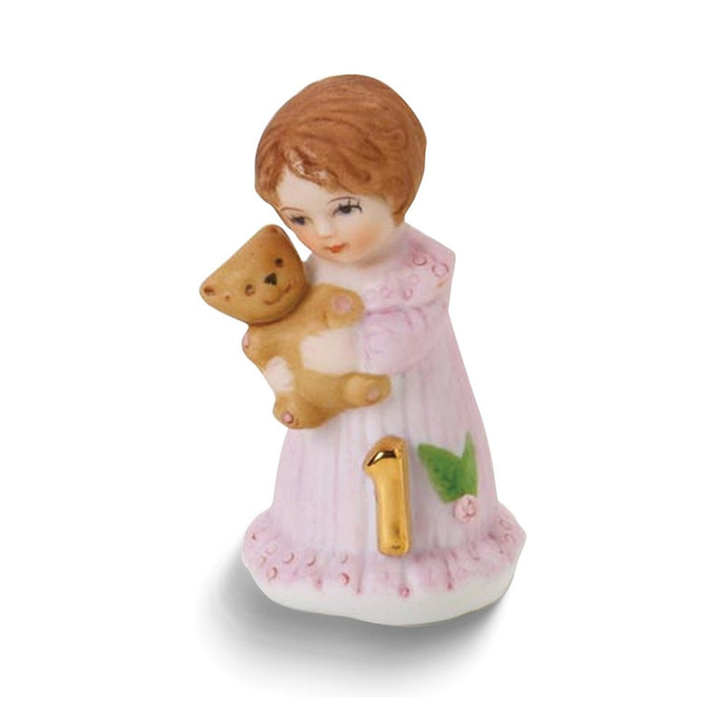 Growing Up Birthday Girls Brunette Age 1 Porcelain Bisque Figurine