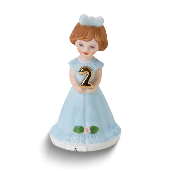 Growing Up Birthday Girls Brunette Age 2 Porcelain Bisque Figurine