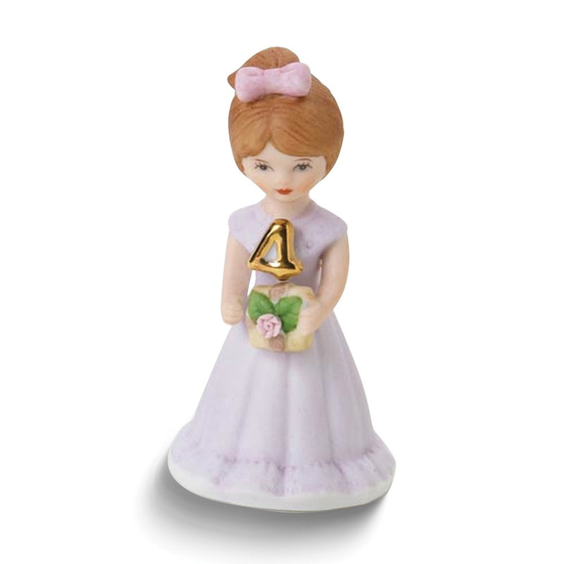 Growing Up Birthday Girls Brunette Age 4 Porcelain Bisque Figurine