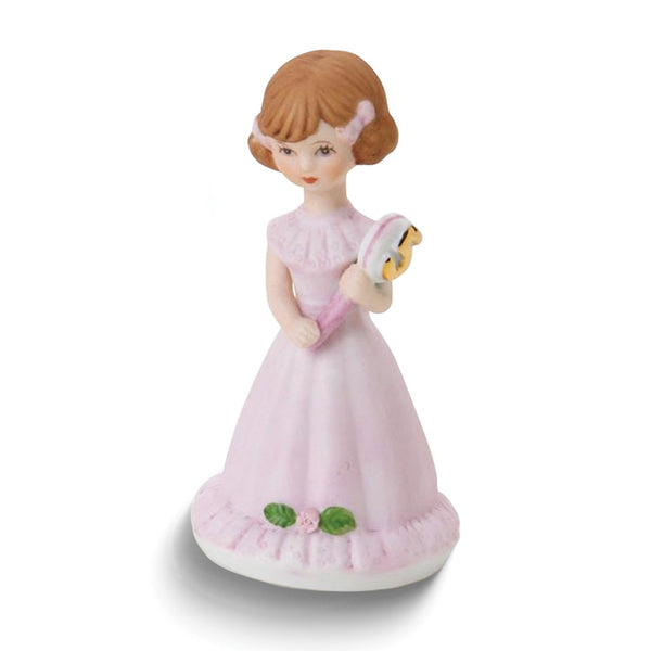 Growing Up Birthday Girls Brunette Age 5 Porcelain Bisque Figurine