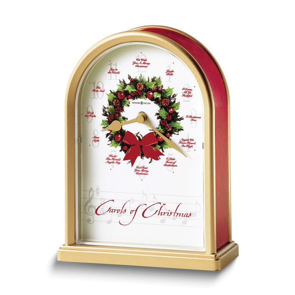 Howard Miller Carols Of Christmas Red and Brass Finish Musical (Plays 12 Christmas Carols) Quartz Clock