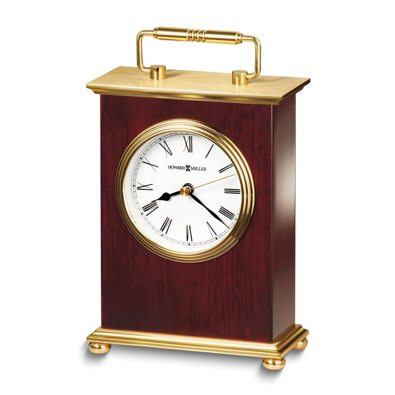 Howard Miller Rosewood Bracket Brass and Wood Quartz Table Clock