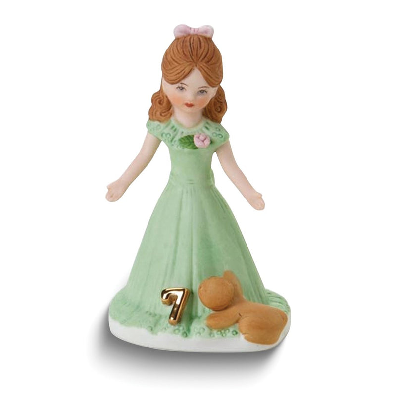 Growing Up Birthday Girls Brunette Age 7 Porcelain Bisque Figurine