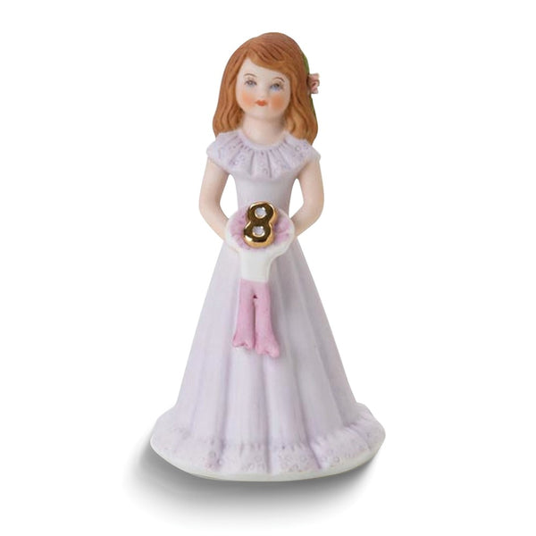 Growing Up Birthday Girls Brunette Age 8 Porcelain Bisque Figurine