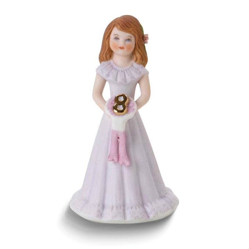 Growing Up Birthday Girls Brunette Age 8 Porcelain Bisque Figurine