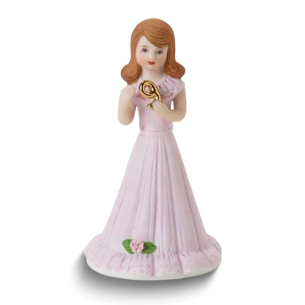 Growing Up Birthday Girls Brunette Age 9 Porcelain Bisque Figurine