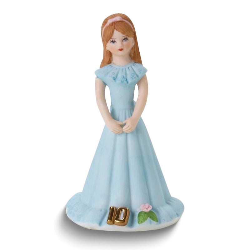 Growing Up Birthday Girls Brunette Age 10 Porcelain Bisque Figurine