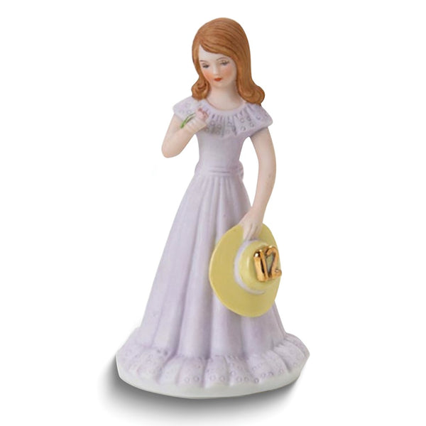 Growing Up Birthday Girls Brunette Age 12 Porcelain Bisque Figurine
