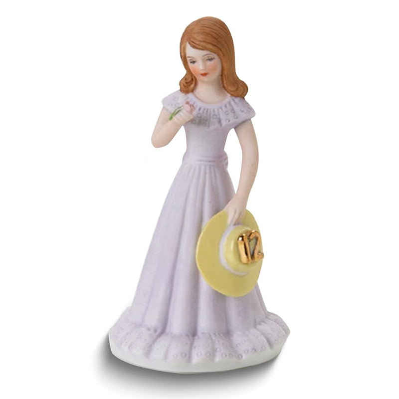 Growing Up Birthday Girls Brunette Age 12 Porcelain Bisque Figurine