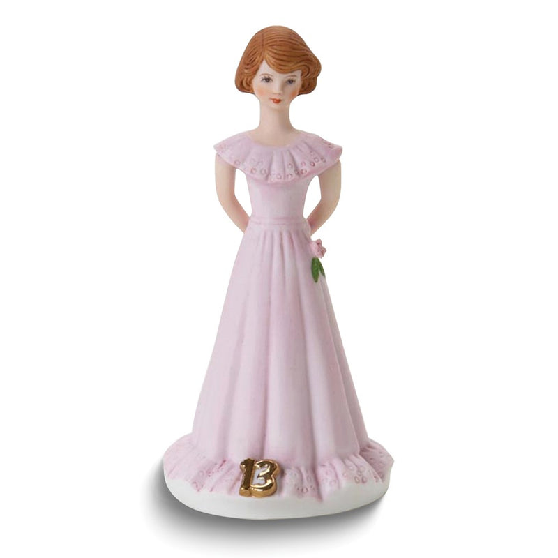 Growing Up Birthday Girls Brunette Age 13 Porcelain Bisque Figurine