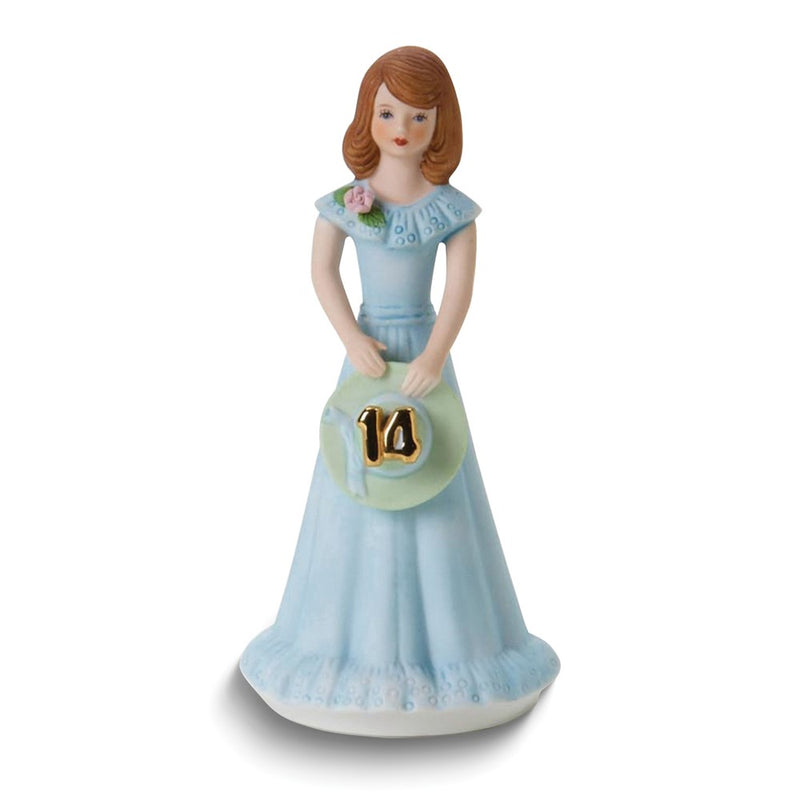 Growing Up Birthday Girls Brunette Age 14 Porcelain Bisque Figurine