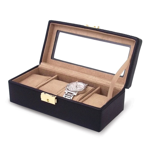 Black Leather 4 Watch Case