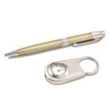 Silver-tone Watch Key Ring and Pen Gift Set