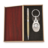 Silver-tone Watch Key Ring and Pen Gift Set