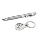 Silver-tone Watch Key Ring and Pen Gift Set