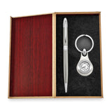 Silver-tone Watch Key Ring and Pen Gift Set