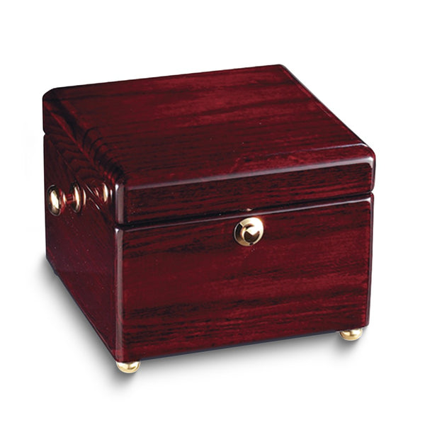 Mahogany Finished Wood Treasure Chest Swivel Captains Clock with Engraving Plate