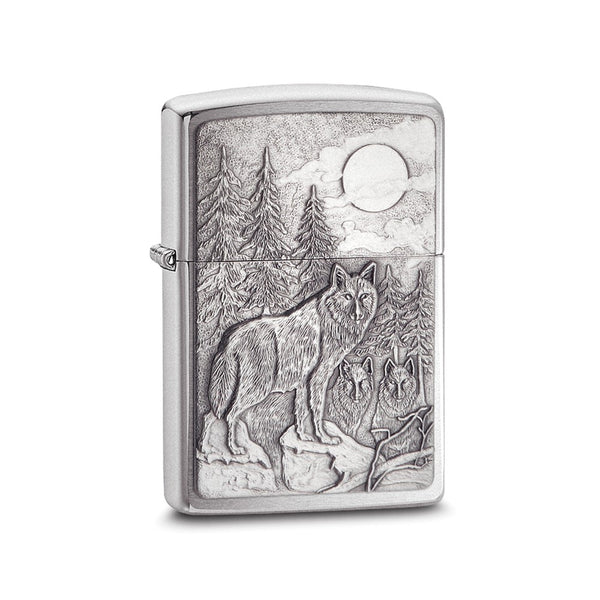 Zippo Timberwolves Emblem Brushed Chrome Lighter