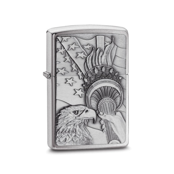 Zippo Something Patriotic Emblem Brushed Chrome Lighter